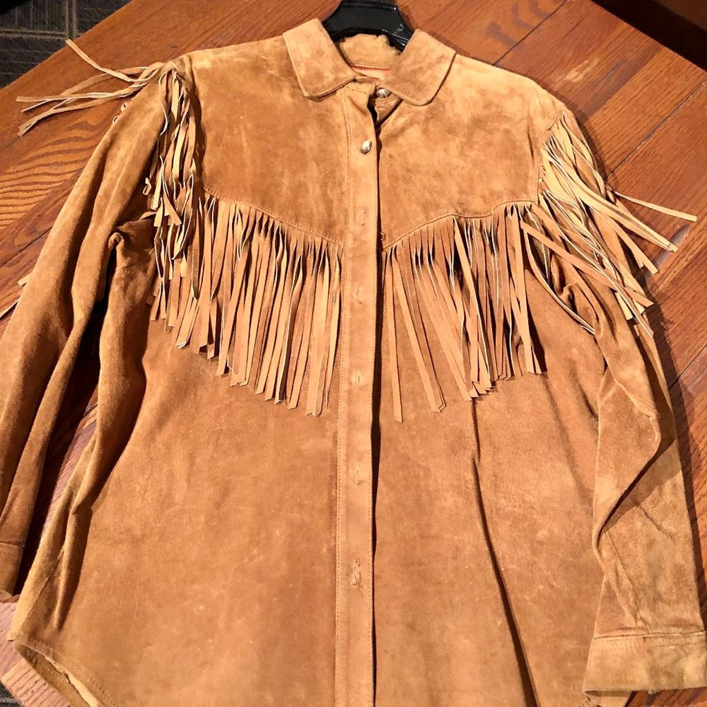 JH Collectibles leather fringed shirt / jacket